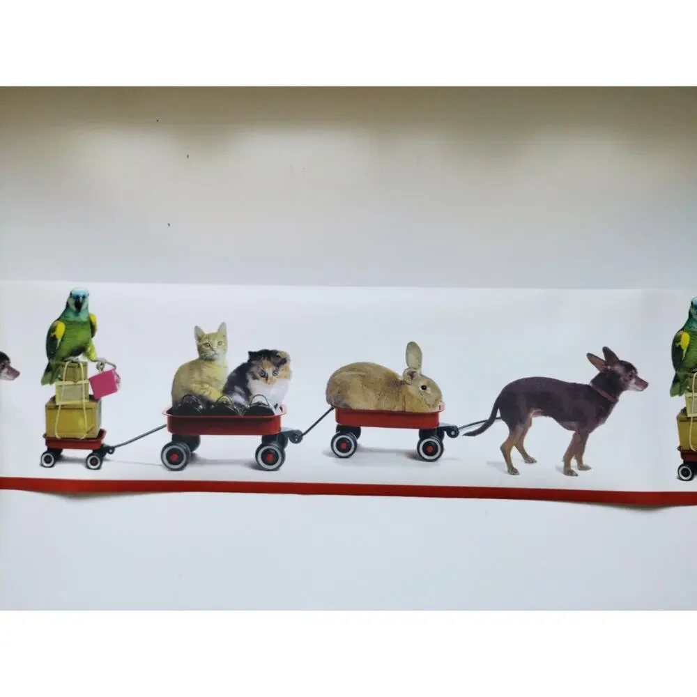 Taylor Wallcovering Pre-pasted Decorative Wall Border - Animal Train - 5 yds